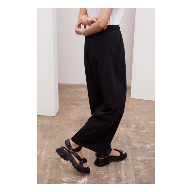 Pantalon Wide Leg Jersey de Coton Bio | Noir