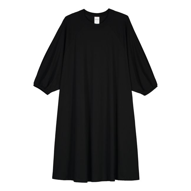 Raglan Organic Cotton Jersey Dress Black