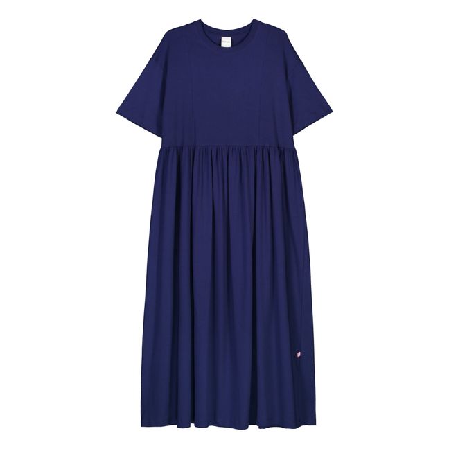 Rib Organic Cotton Jersey Dress Navy blue