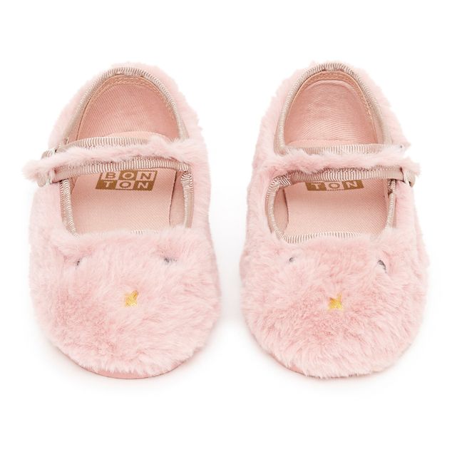 Mia Faux-Fur Slippers Pink