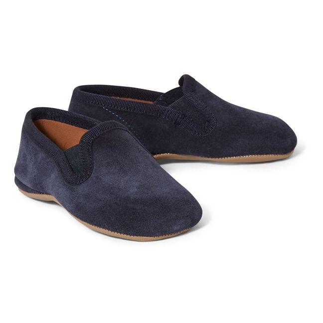 Pantofoline Nubuck, elasticizzate | Blu marino