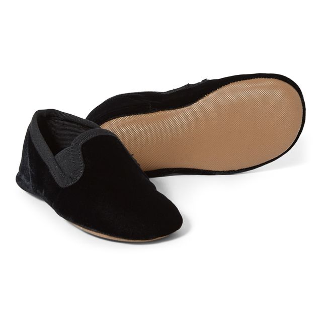 Velvet Elastic Slippers | Black