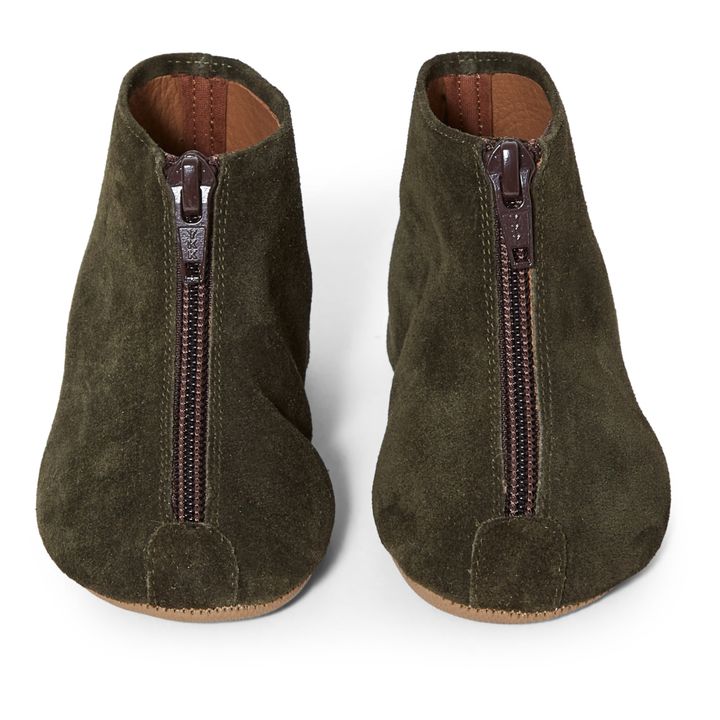 Pantofoline con zip, Nubuck Verde militare- Immagine del prodotto n°3