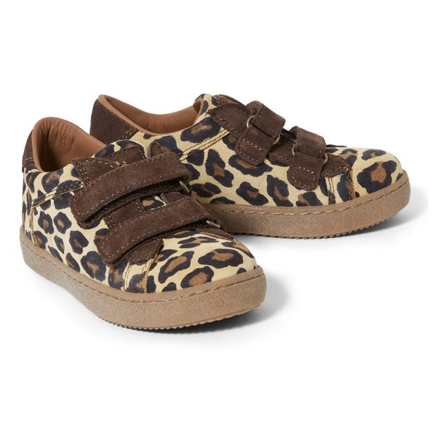 Leopard Velcro Sneakers Beige