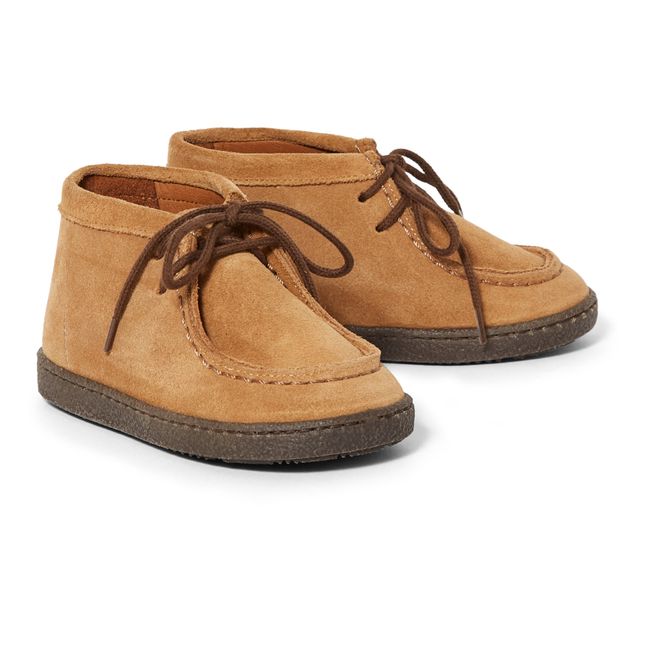 Lace-Up Nubuck Boots - Two Con Me Collection Caramel
