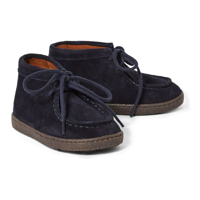 Lace-Up Nubuck Boots - Two Con Me Collection Navy blue