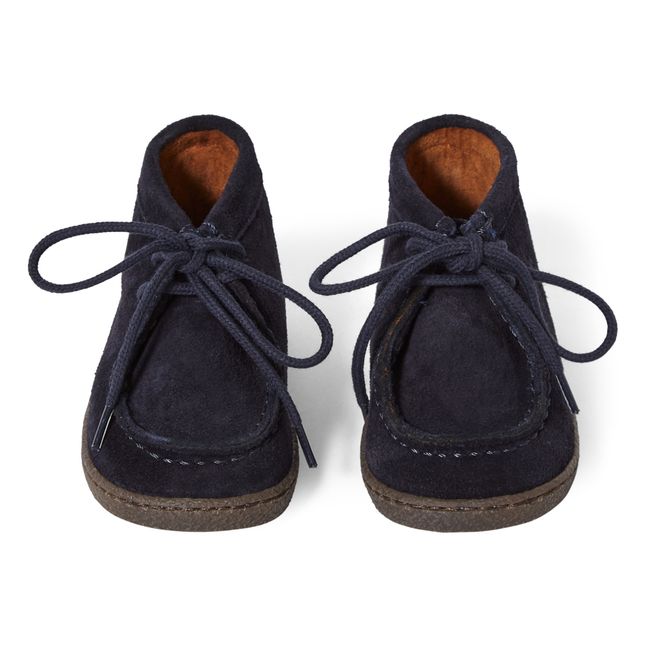 Lace-Up Nubuck Boots - Two Con Me Collection Navy blue