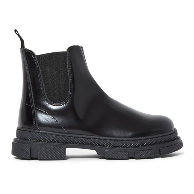 Chunky Sole Zip-Up Boots Black