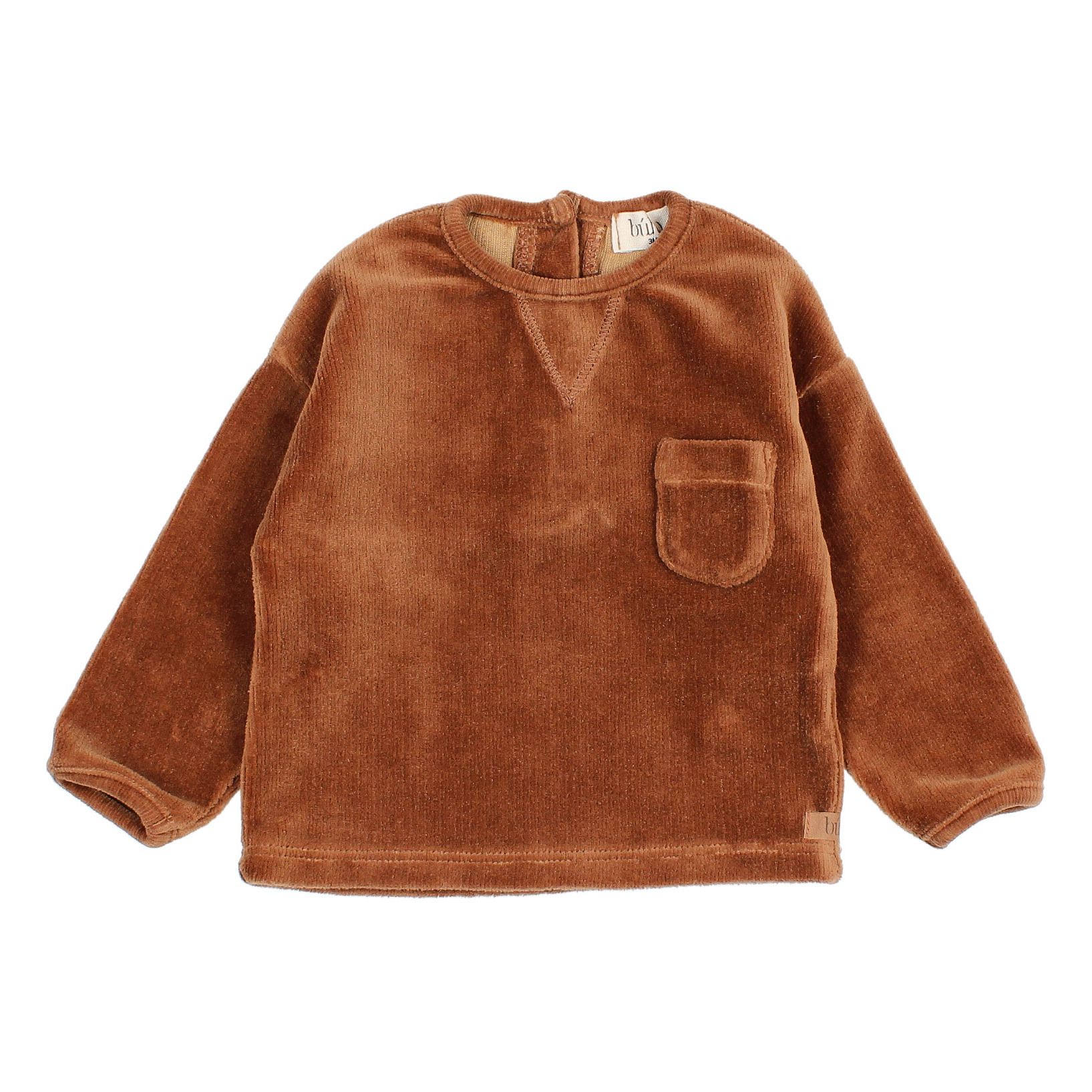 Buho - Sweat Velours Coton Bio Poche - Fille - Caramel