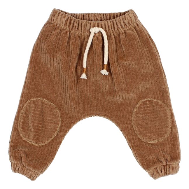 Pantalón sarouel de pana de algodón orgánico Camel