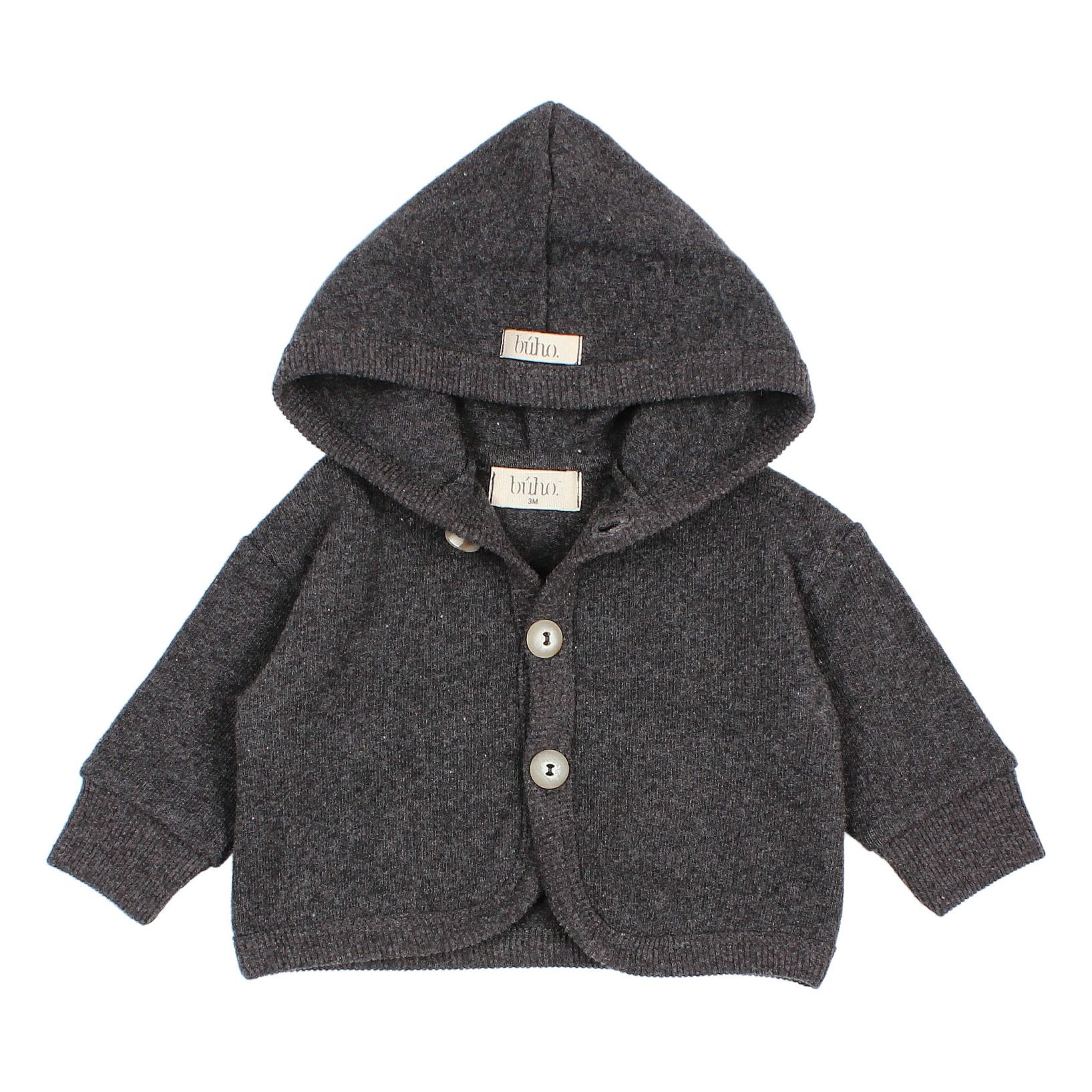 Buho - Cardigan Capuche Coton Recyclé Doux - Fille - Gris anthracite