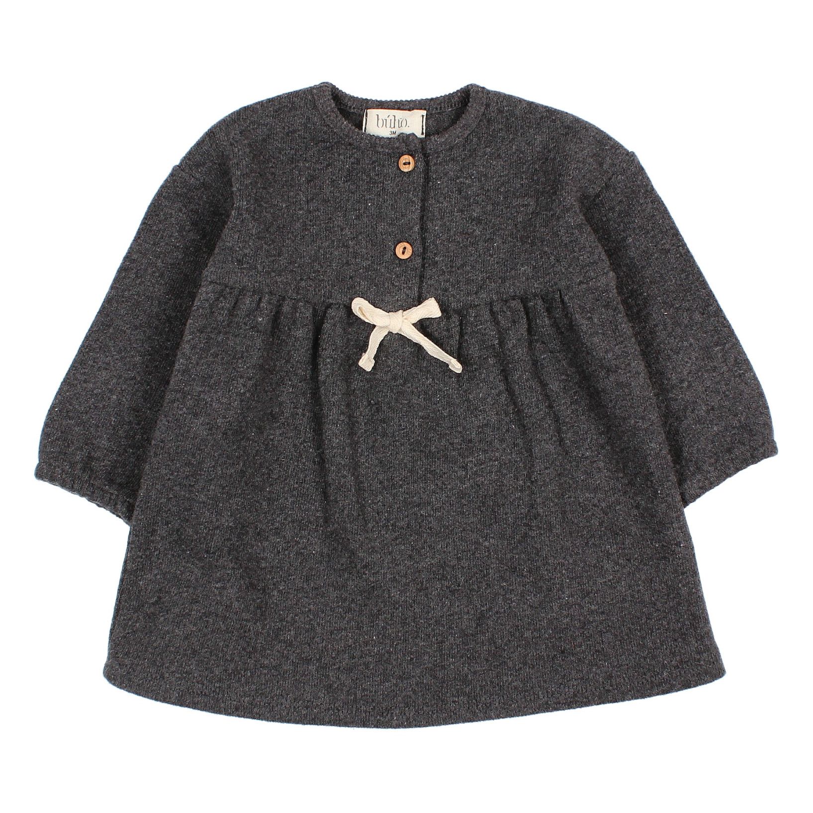 Buho - Robe Coton Recyclé Doux - Fille - Gris anthracite
