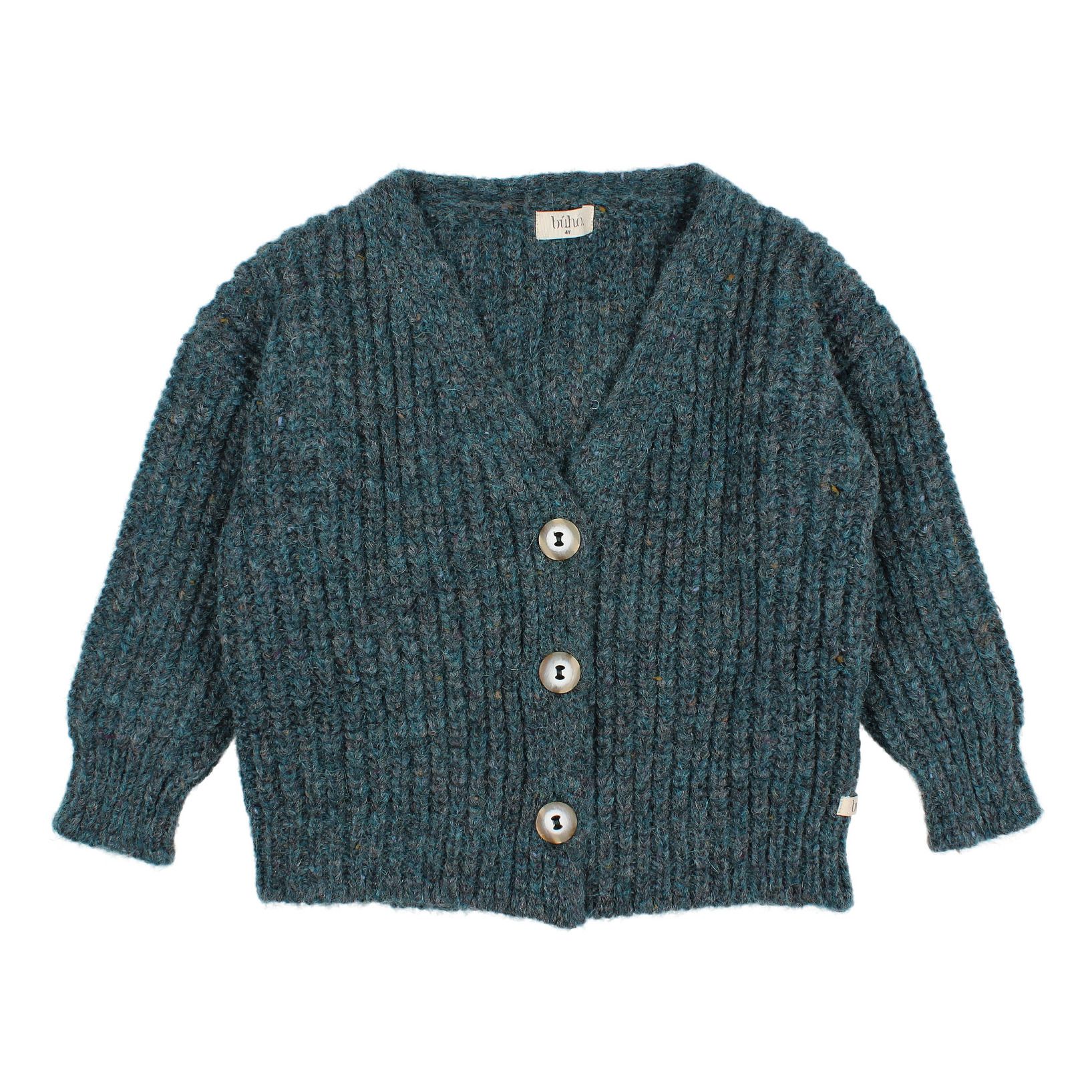 Buho - Cardigan Laine et Alpaga Chiné - Fille - Bleu