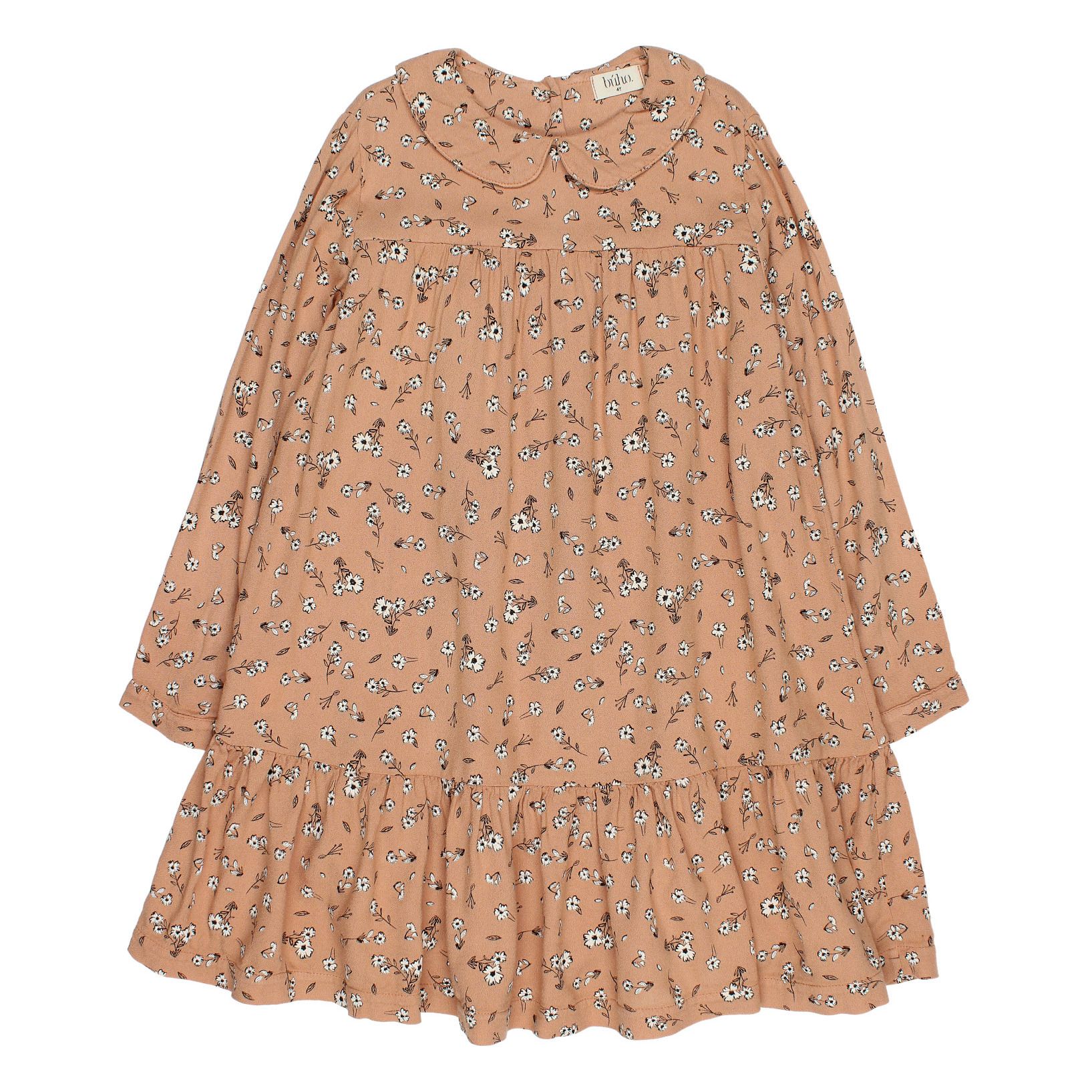Buho - Robe Viscose Ecologique Fleurie - Fille - Rose pêche