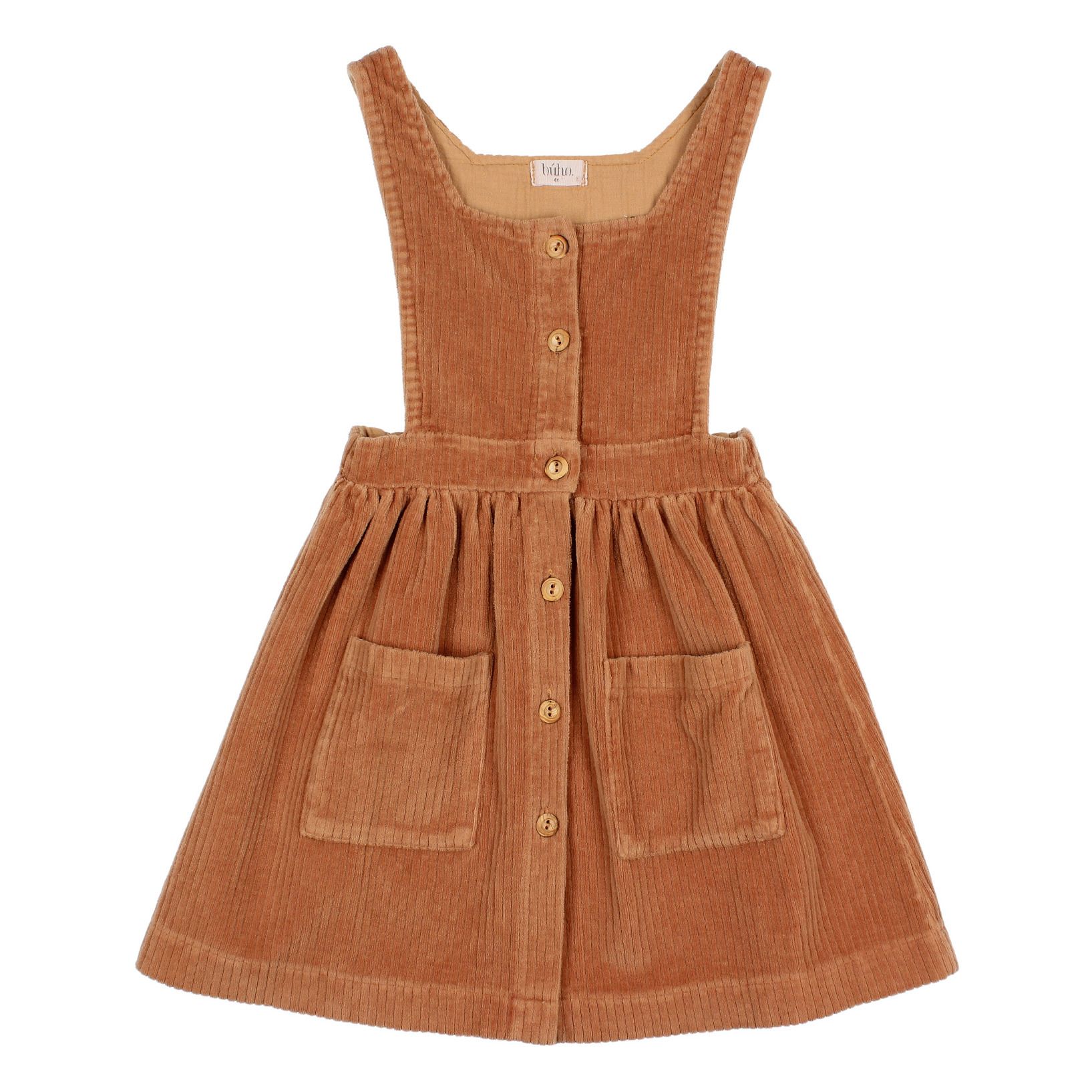 Buho - Robe Tablier Velours Coton Bio - Fille - Rouille