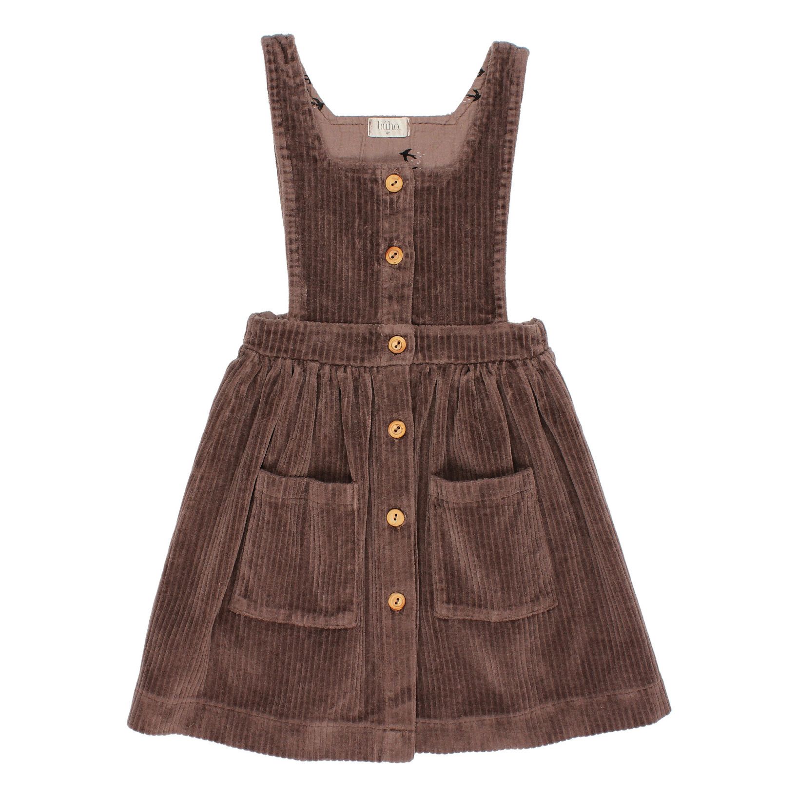 Buho - Robe Tablier Velours Coton Bio - Fille - Chocolat