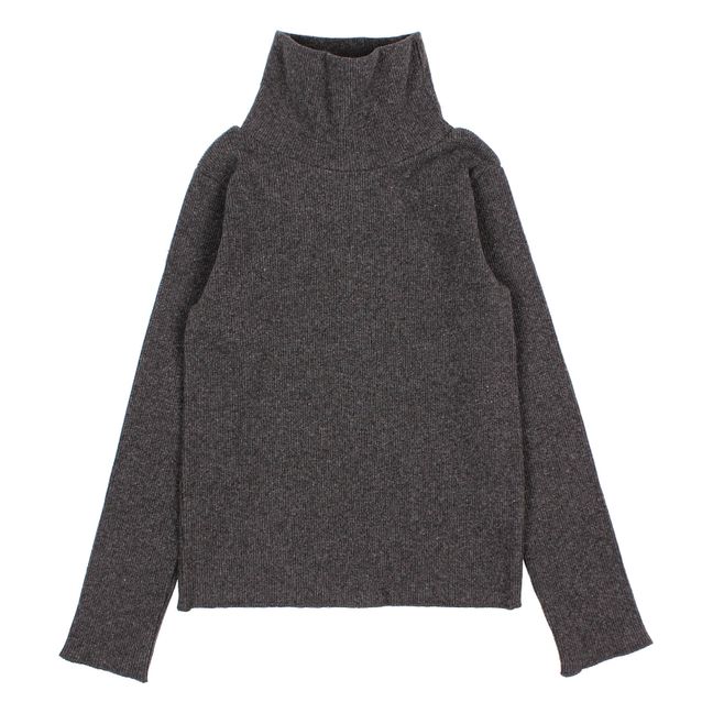 Soft Recycled Cotton Turtleneck Charcoal grey