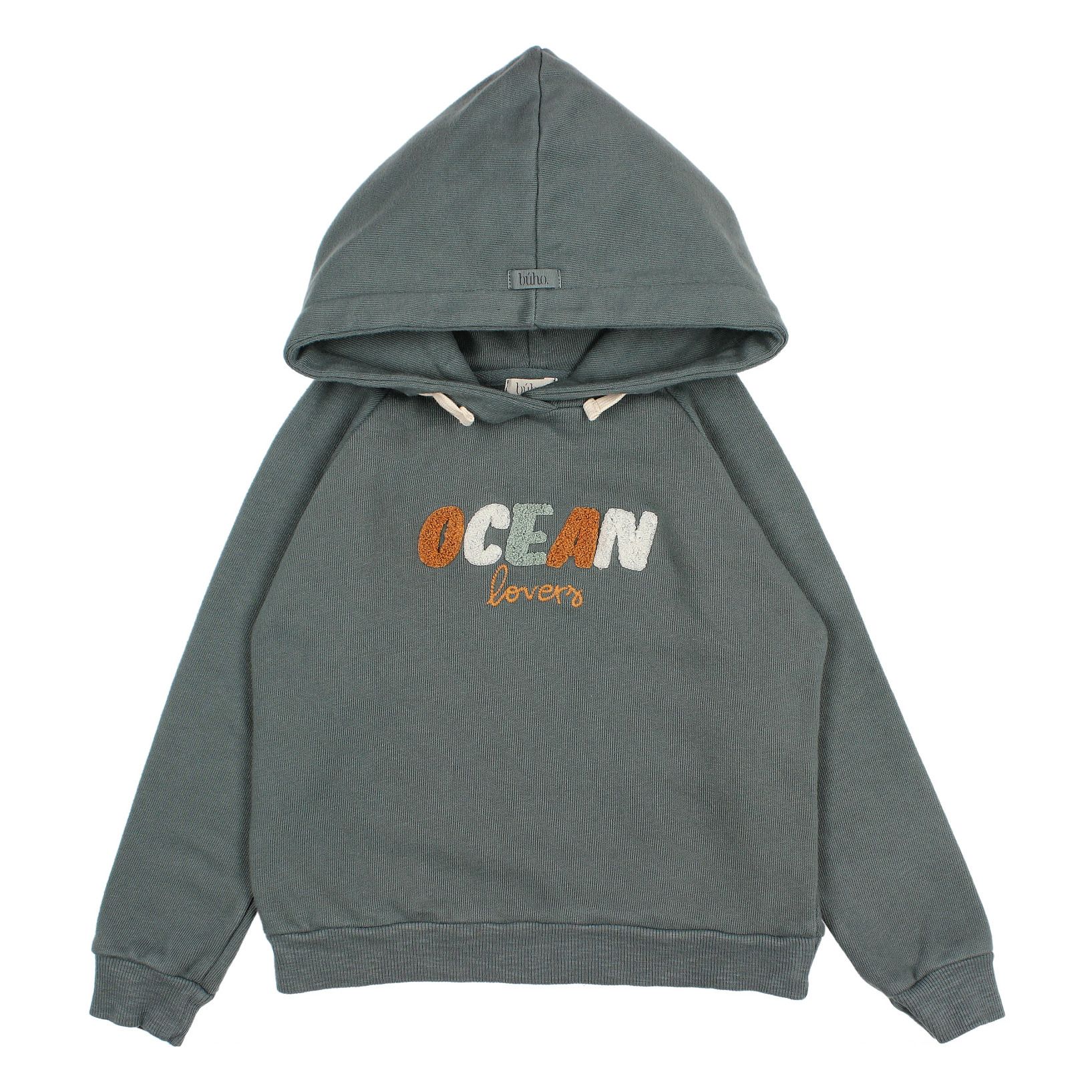 Buho - Sweat Capuche Coton Recyclé Ocean - Fille - Bleu gris