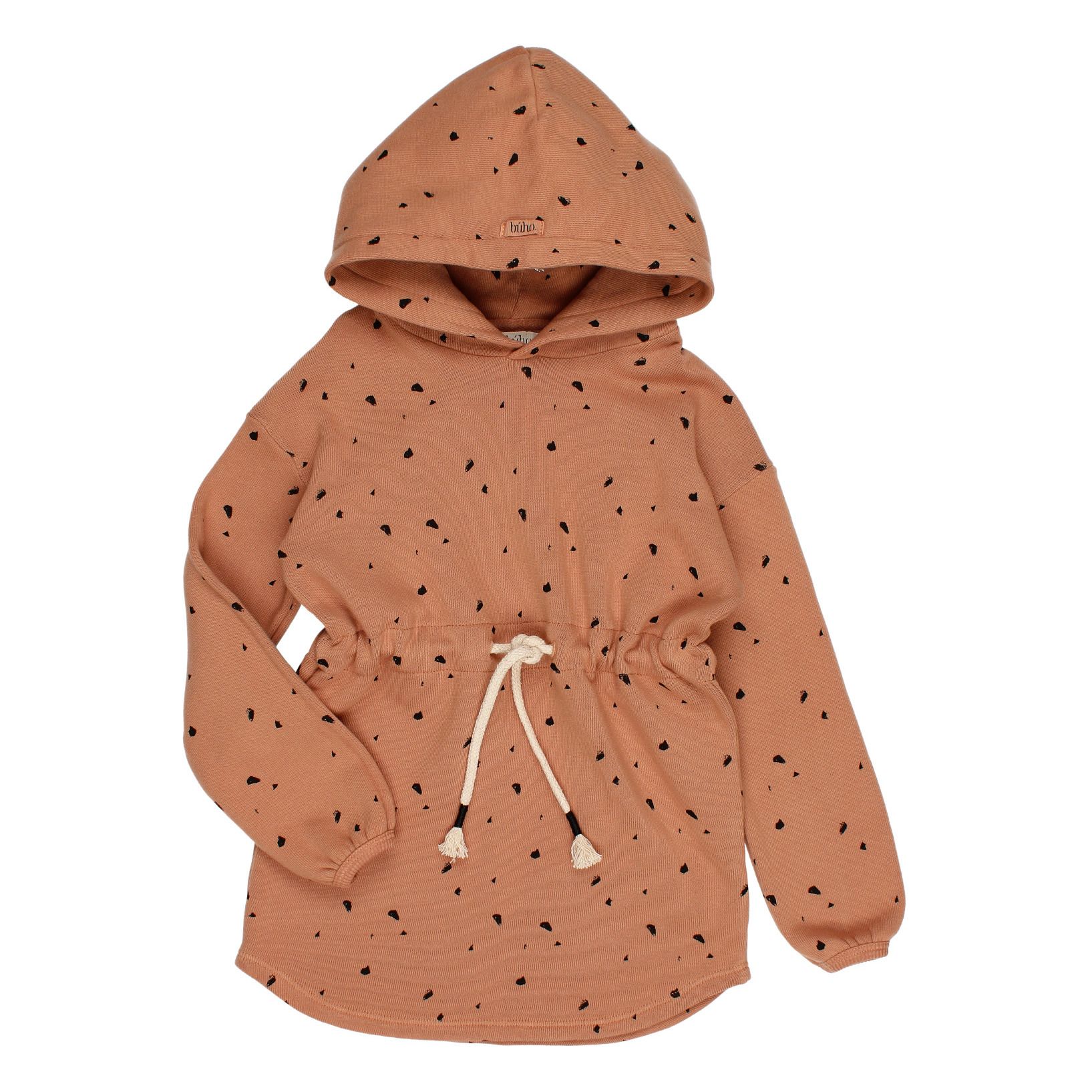 Buho - Robe Sweat Coton Bio Capuche - Fille - Rose pêche