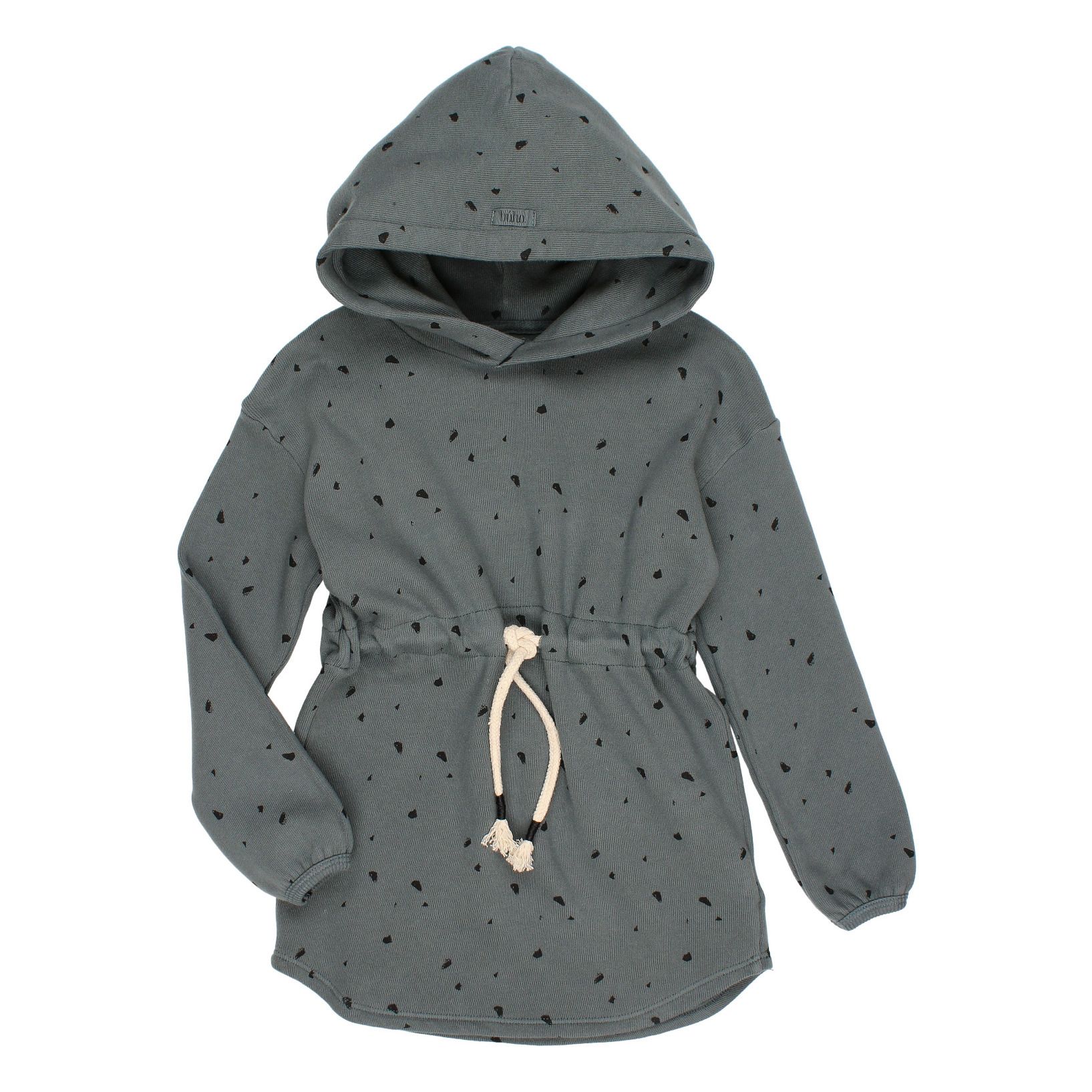 Buho - Robe Sweat Coton Bio Capuche - Fille - Bleu gris