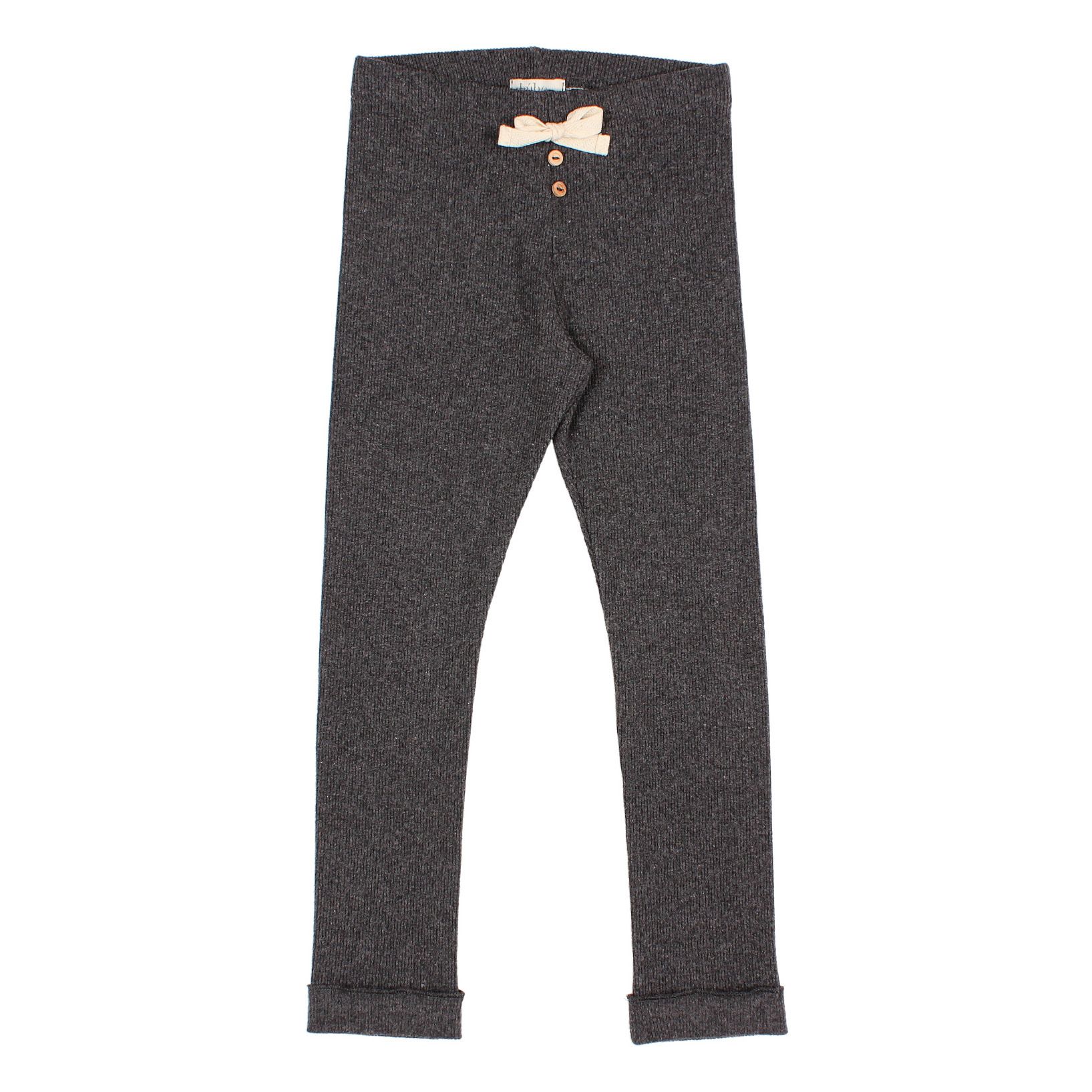 Buho - Legging Coton Recyclé Rayé - Fille - Gris anthracite