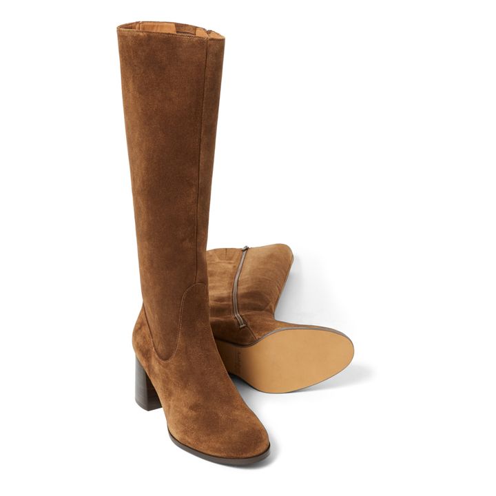 JEAN PAUL BARRIOL ACCESSOIRE Bottes Genoux Pointues Daim Camel T 36 TBE