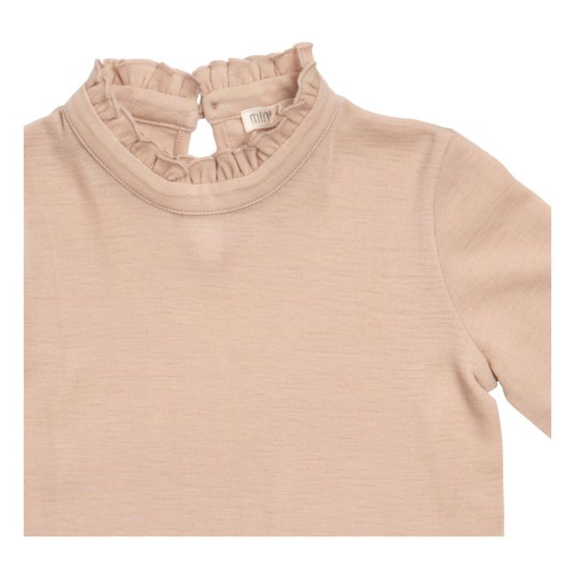 T-shirt camicetta, modello: Vanja, senza cuciture in lana merino Sabbia