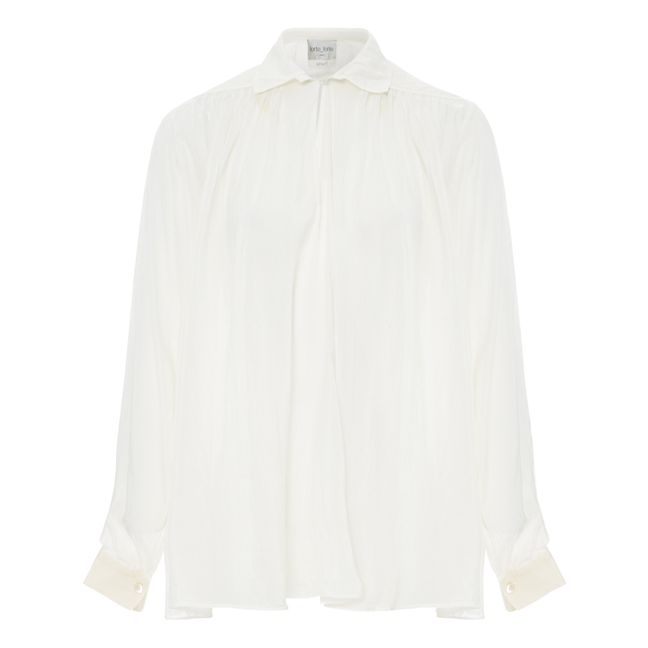Blusa de seda y algodón con velo Blanco