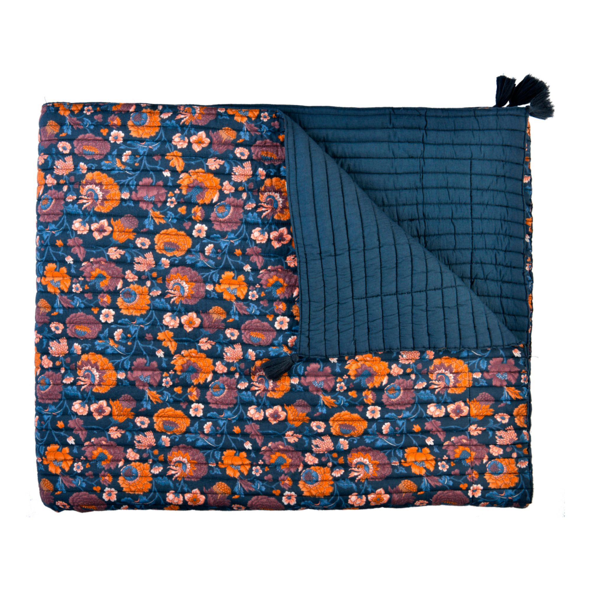 Louise Misha - Plaid Antoinette en coton bio - Bleu marine