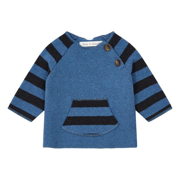 Pull Maille Poche Kangourou Bleu Zhoe Tobiah Mode Bebe