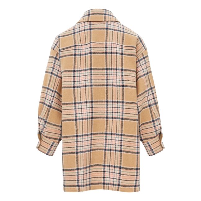 Cappotto a quadri in lana | Beige