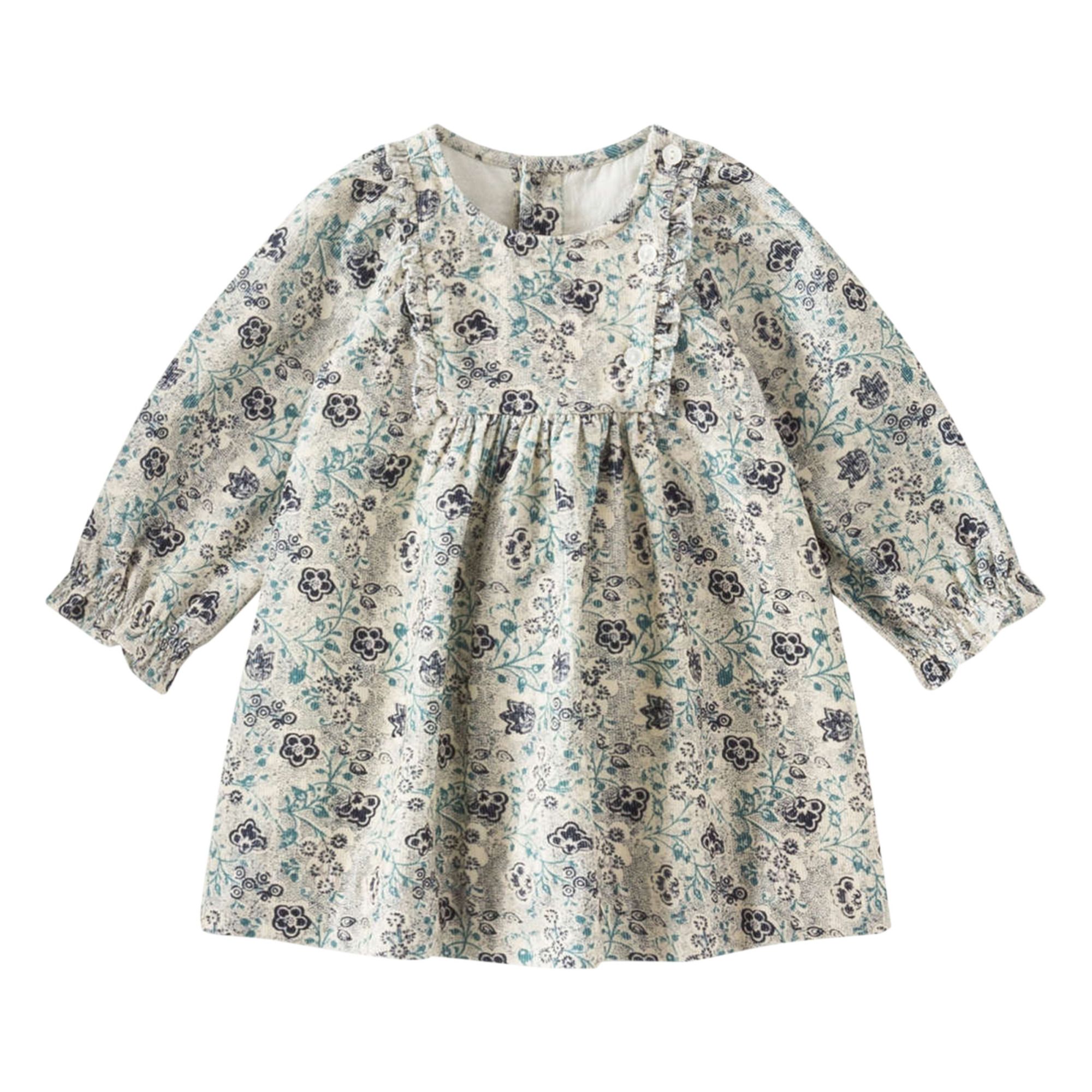 Bonpoint - Robe Velours Fleuri Taelia - Fille - Bleu