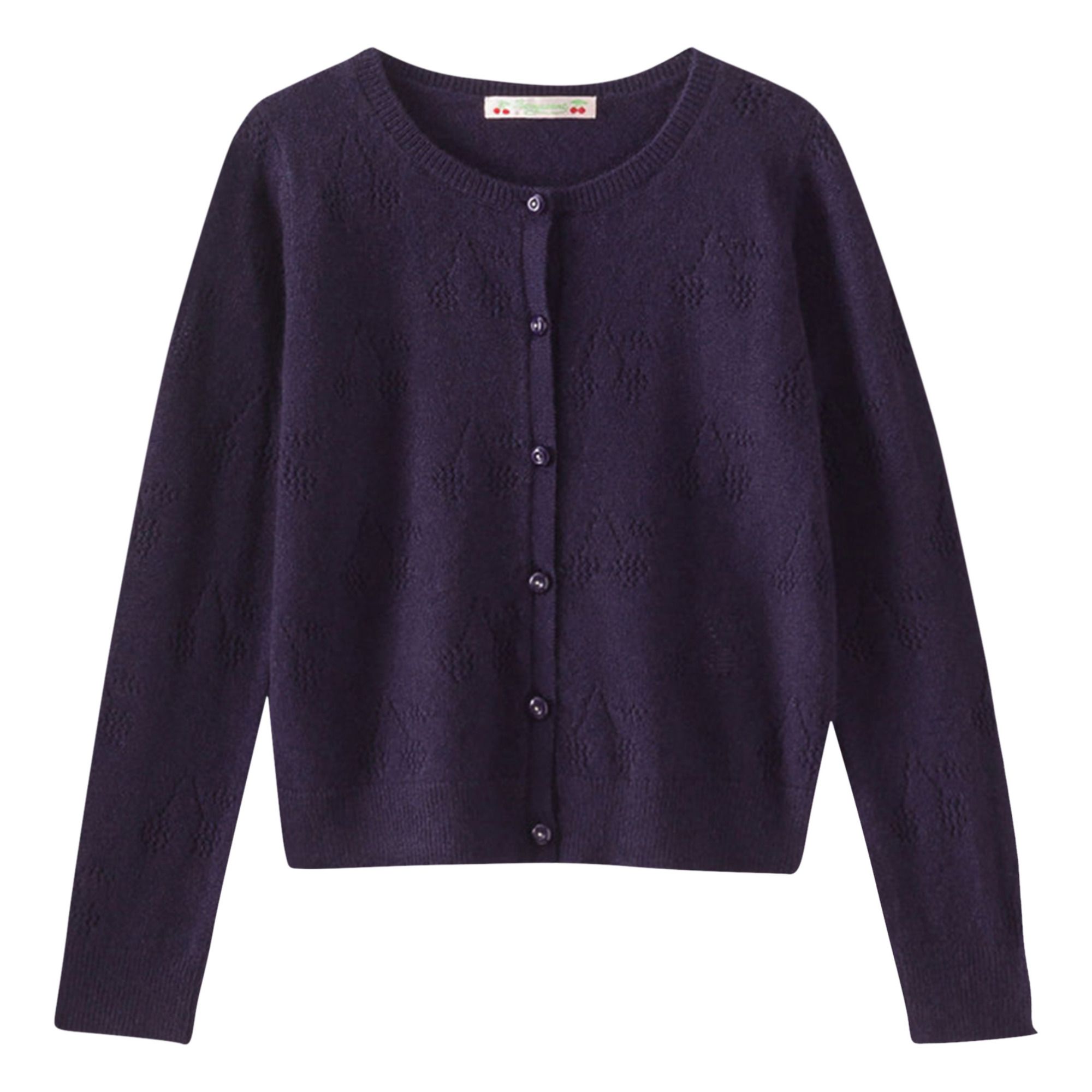 Bonpoint - Cardigan Cachemire Cerises Ajourées Thindra - Fille - Bleu indigo