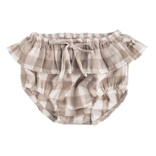 Tocoto Vintage - Lurex Vichy Organic Cotton Bloomers - Light grey