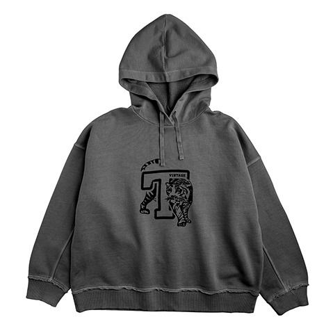 Tocoto Vintage - Sweat à Capuche Coton Bio Tiger - Fille - Gris foncé