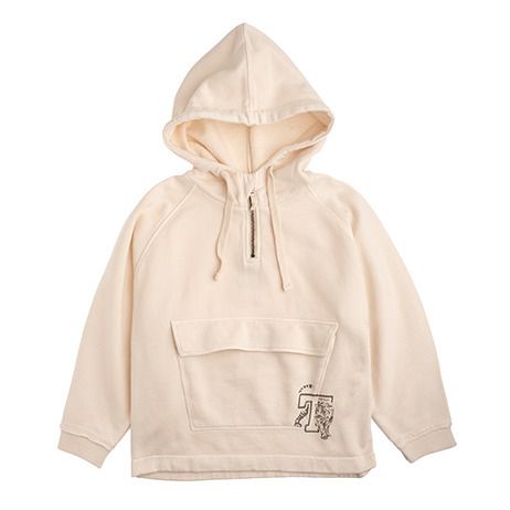 Tocoto Vintage - Sweat à Capuche Coton Bio Kangourou - Fille - Ecru