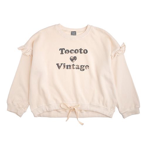 Tocoto Vintage - Sweat Cropped Coton Bio - Fille - Ecru