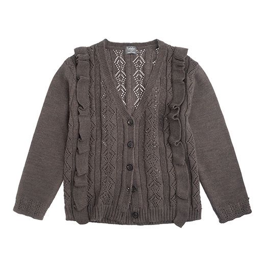 Tocoto Vintage - Cardigan Ajouré Volants - Fille - Gris foncé
