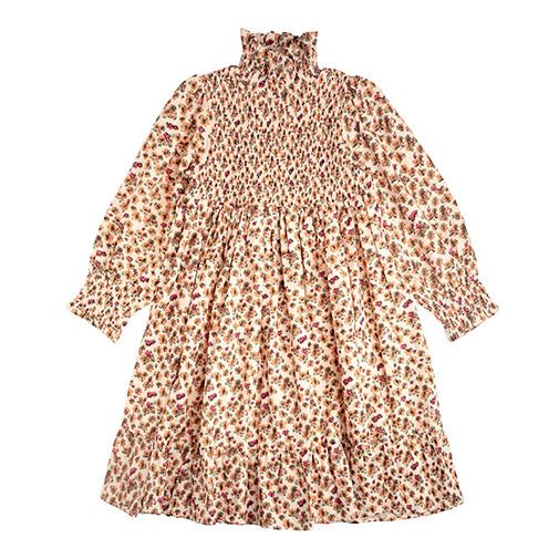 Tocoto Vintage - Robe Coton Bio Fleurie - Fille - Abricot