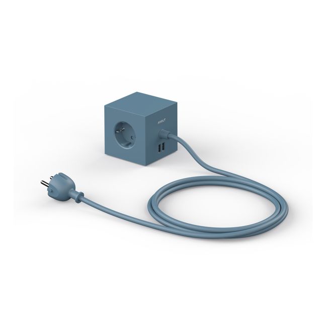 Square 1 Extension Cord with USB Plug Blu