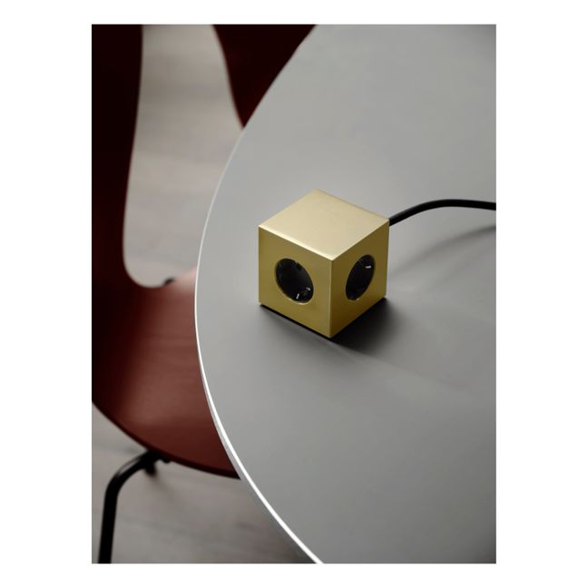 Square 1 Extension Cord with USB Plug Brass