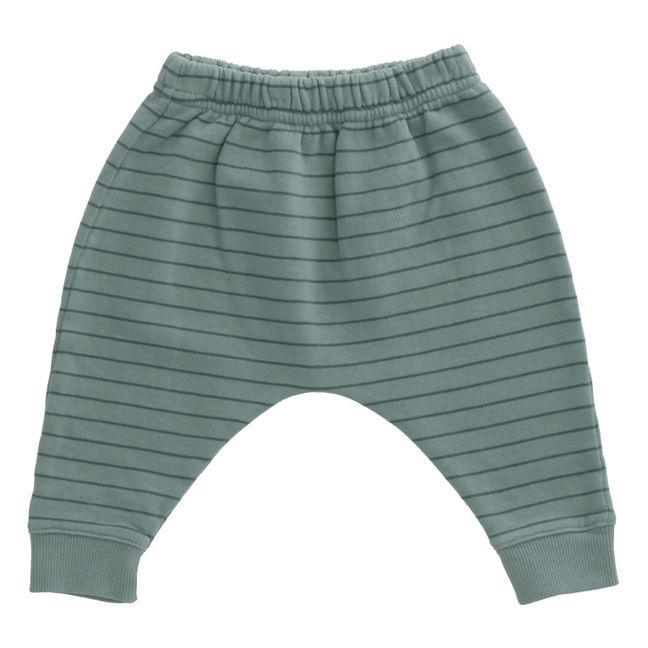 Pantaloni in stile Sarouel, in mollettone bio, a righe, modello: Bobo Blu