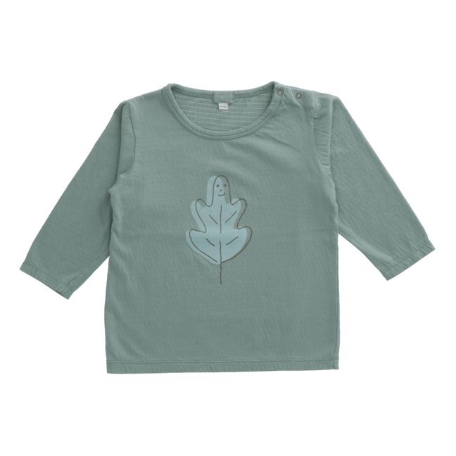 T-Shirt in cotone bio, modello: Tralo Blu celadon