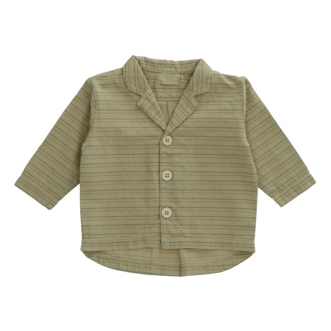Camicia in cotone bio, a righe, modello: Hundo Verde militare