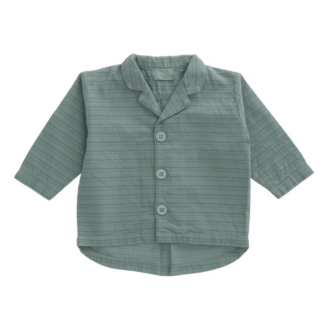 Hundo Organic Cotton Striped Shirt Celadon Blue