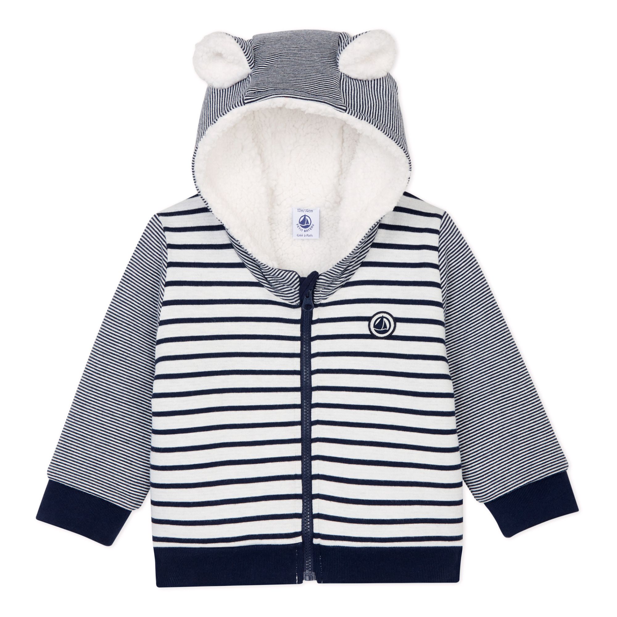 Petit Bateau - Veste Capuche Rayée Thibault - Fille - Bleu