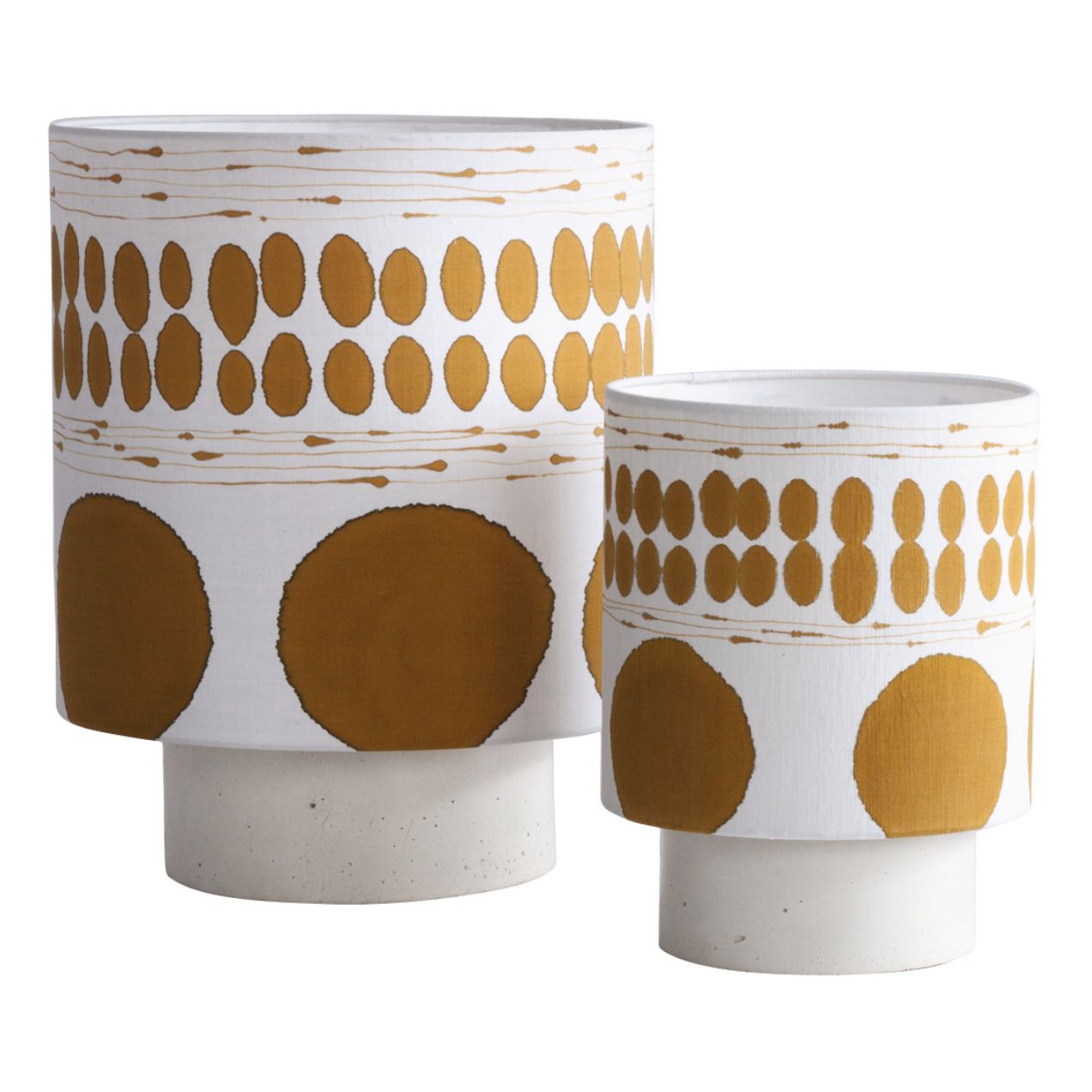 Maison de vacances - Lampe Kalé en grès, abat-jour à pois - Ocre