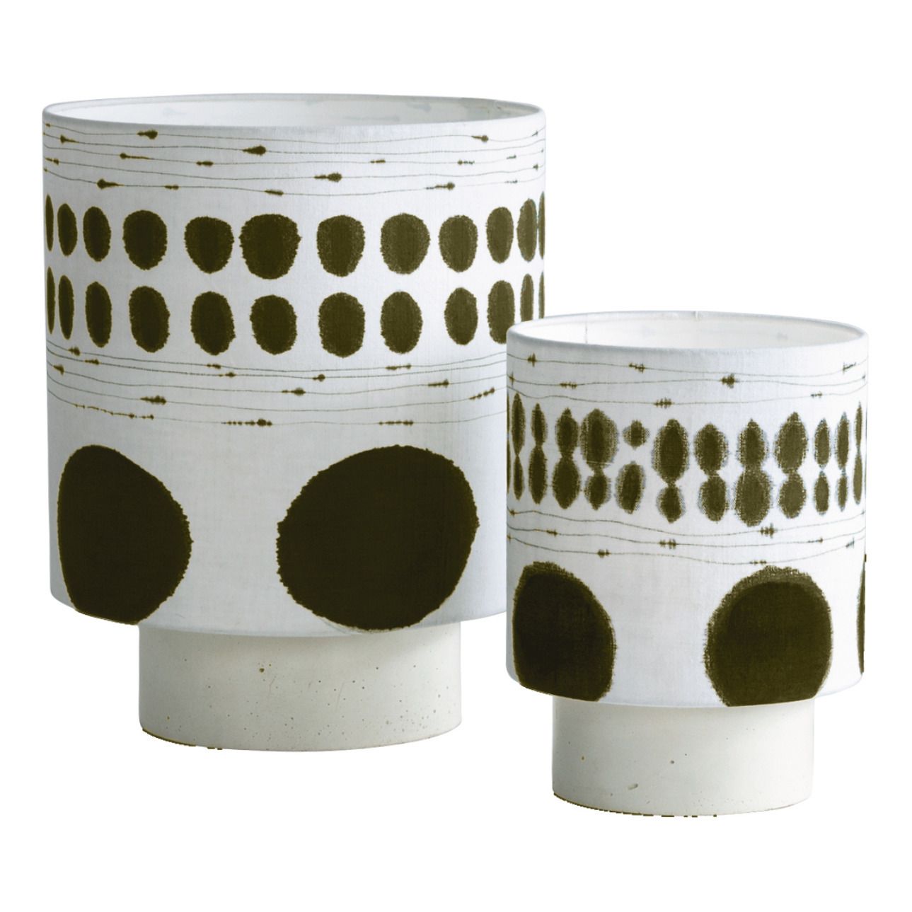 Maison de vacances - Lampe Kalé en grès, abat-jour à pois - Vert