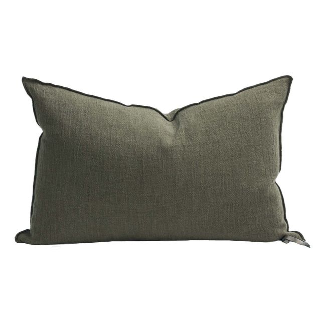 Vice Versa Washed Linen Crepe Cushion | Khaki