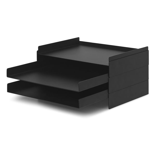 Organiseur de bureau en métal  | Noir